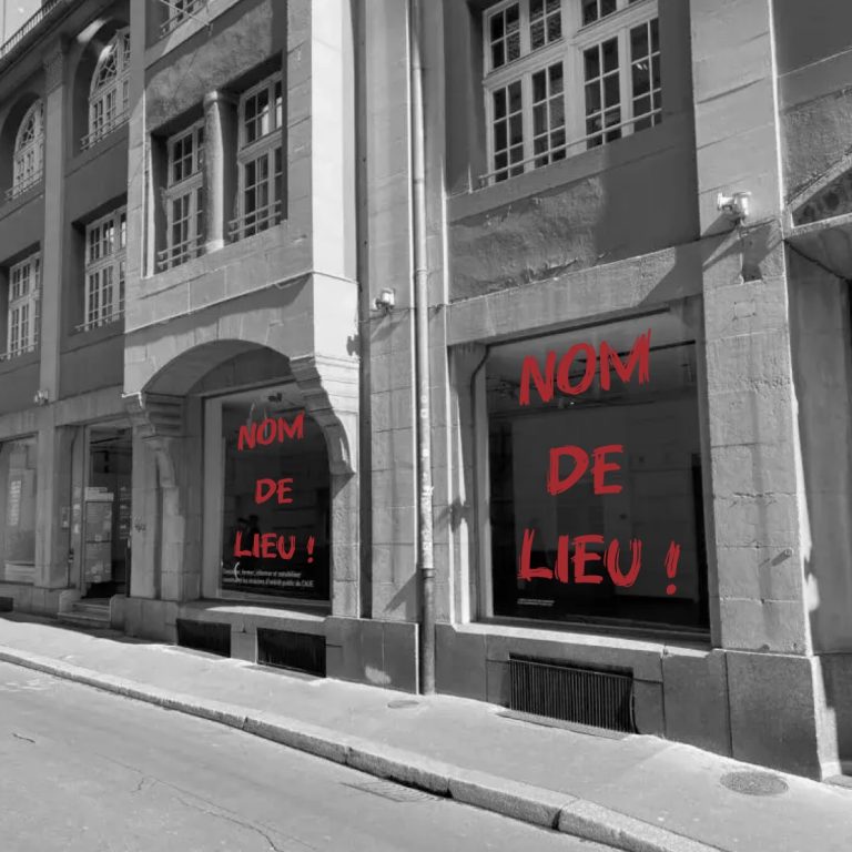 Photomontage de la façade du 5 rue Hannong en noir et blanc avec 